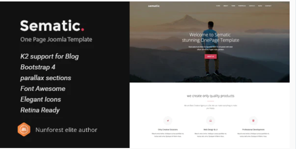 Sematic One Page Joomla Template