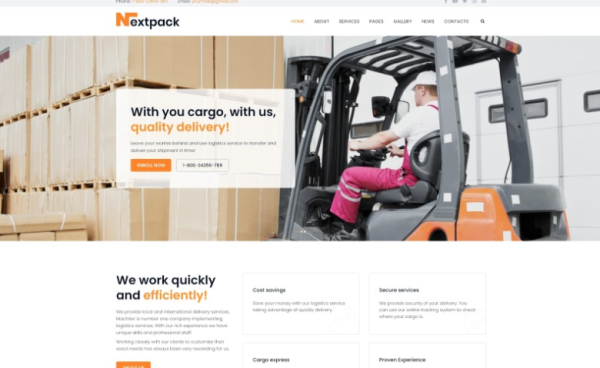 NextPack Delivery Services Clean Joomla Template