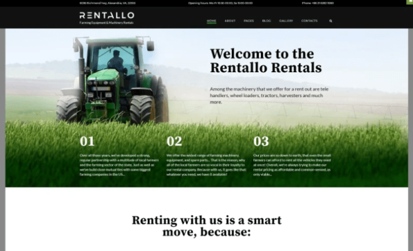Rentallo Farm Equipment Joomla Template